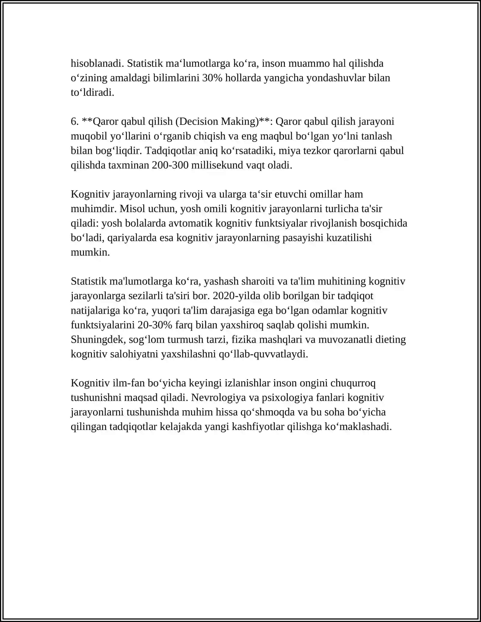 MUSTAQIL ISH Mavzu: KOGNITIV TILSHUNOSLIK 4