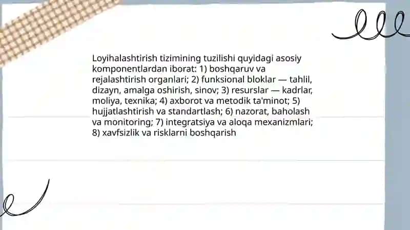 Loyihalashtirishning tuzilishi va funksiyalari 4