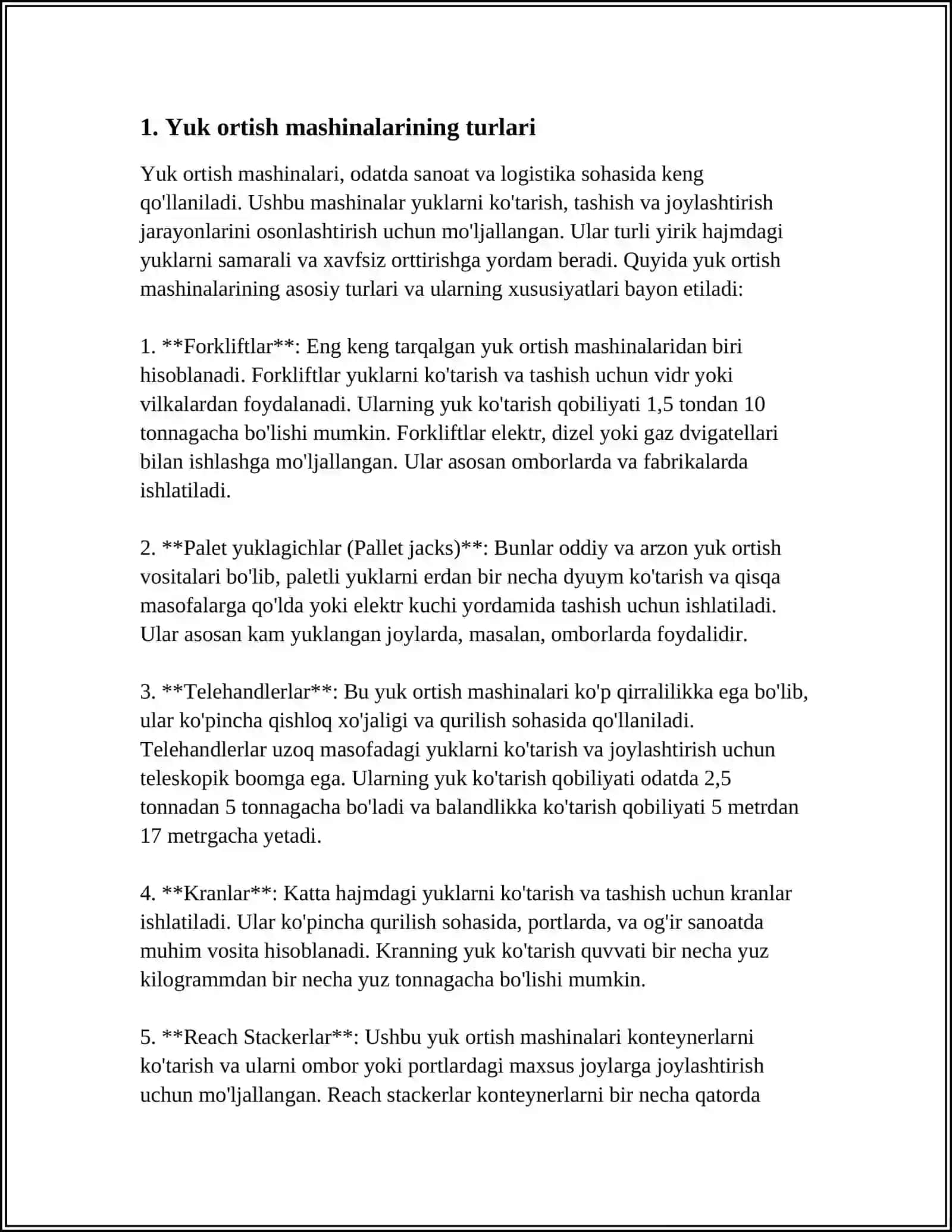 Yuk ortish mashinalari haqida umumiy ma'lumot 4