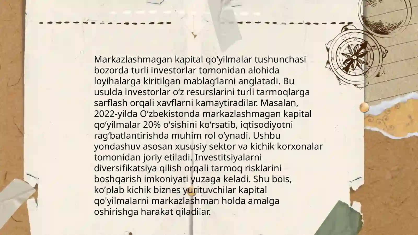 Markazlashgan va markazlashmagan kapital qoʻyilmalar 4