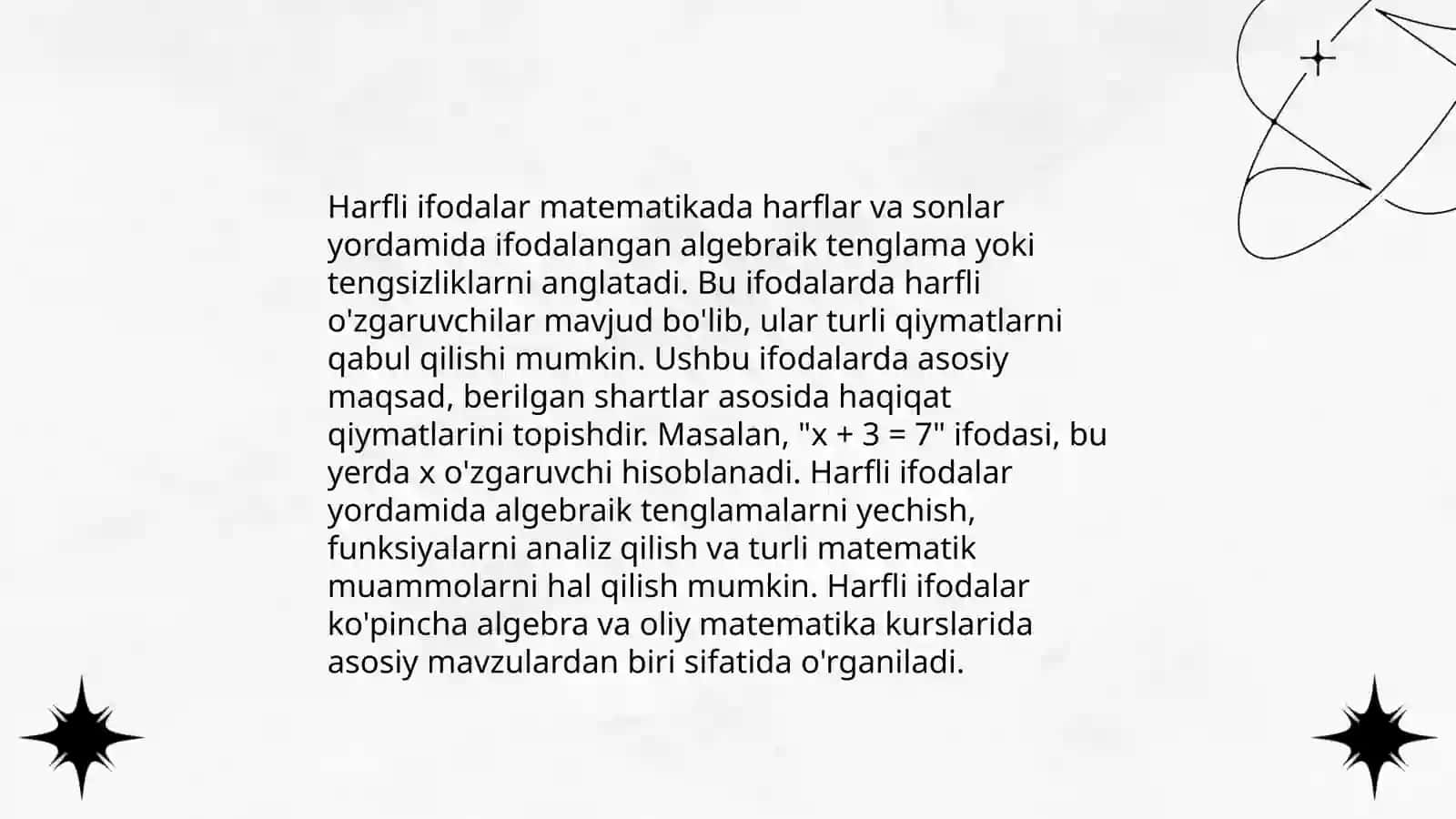 Son va ifoda tushunchasi. Sonli va harfli ifoda 4