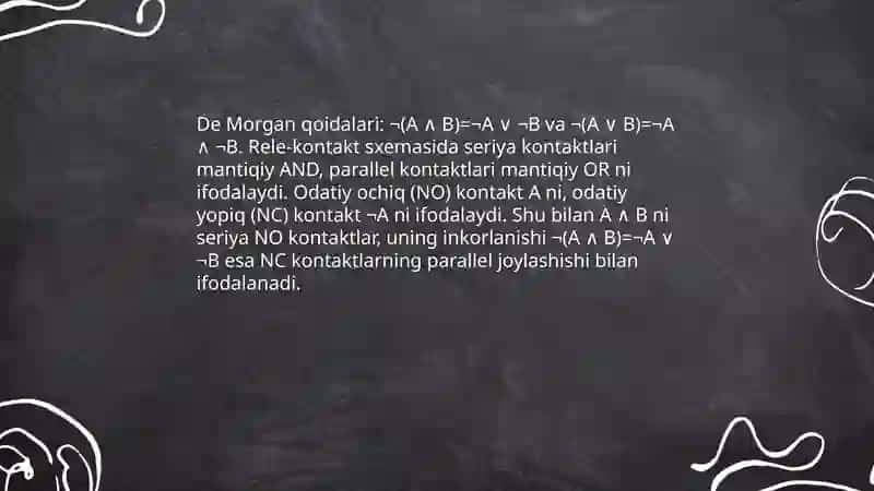 Mulohazalar algebrasi formulalari tatbiqlari 4