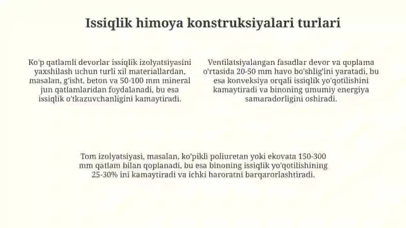 Energiya samaradorligi asoslari va issiqlik himoya konstruksiyalari 4