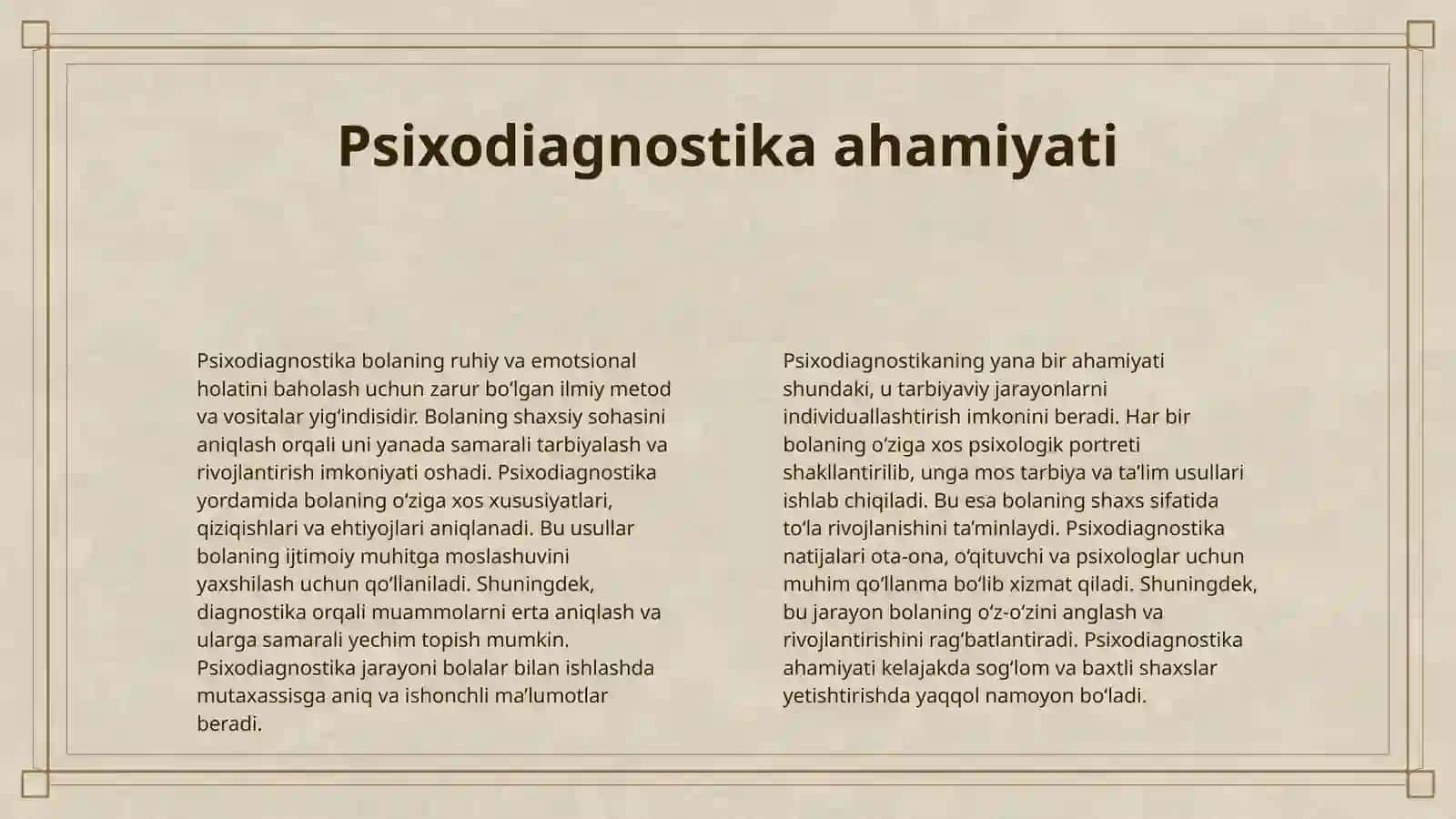 BOLANING SHAXSIY SOHASINING PSIXODIAGNOSTIKASI 4