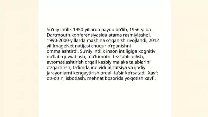 Su'niy intilikning inson intilikdiga taxtidi 4
