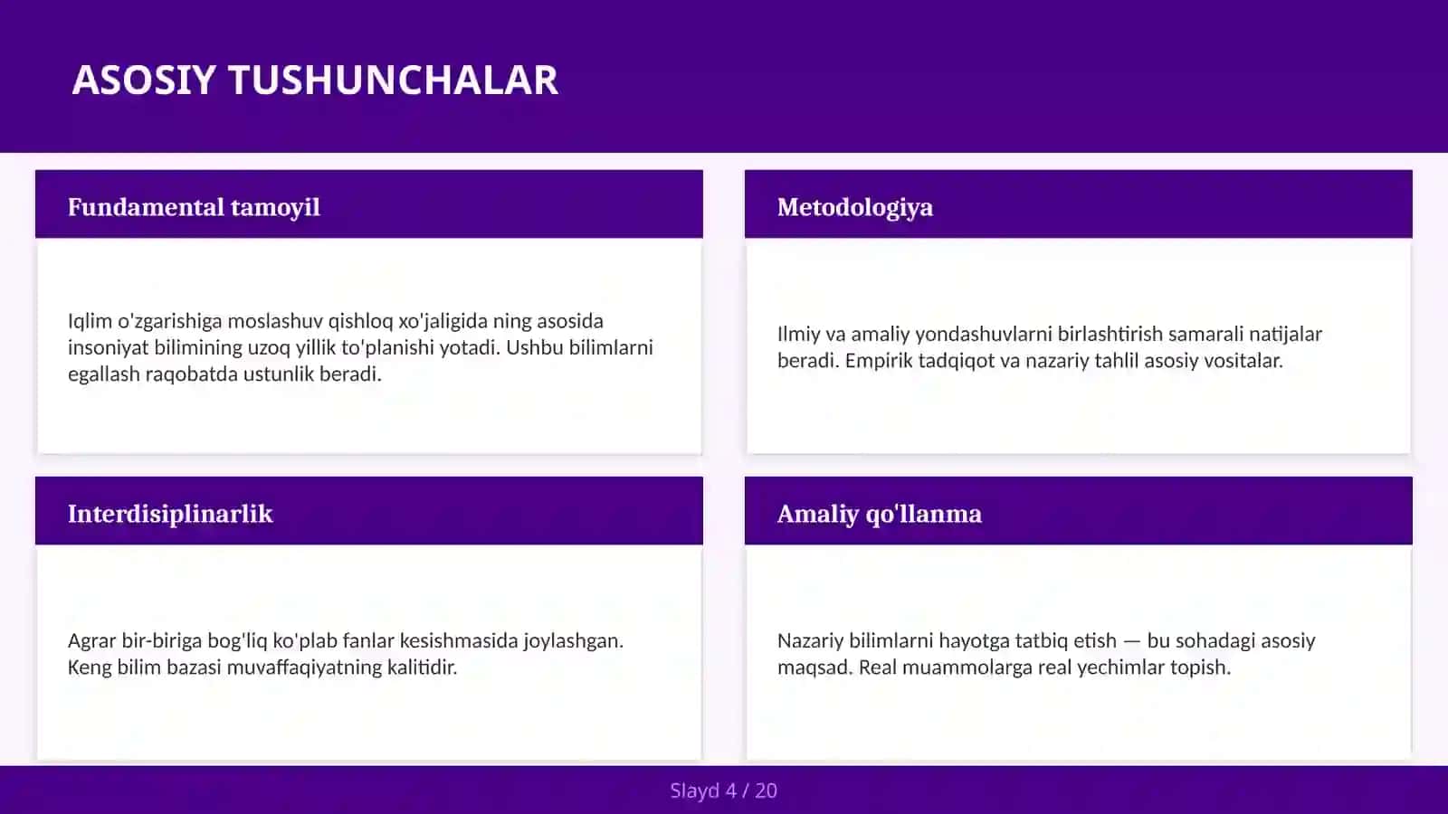 Iqlim o'zgarishiga moslashuv qishloq xo'jaligida 4