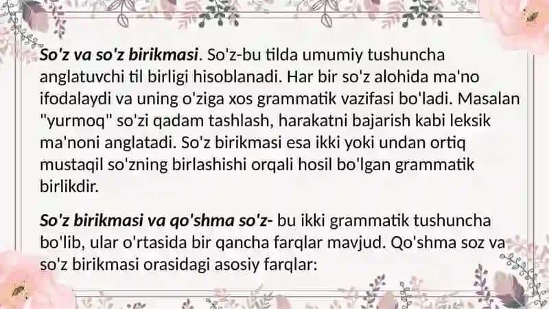 So’z birikmasining unga yondosh birliklardan farqi 4