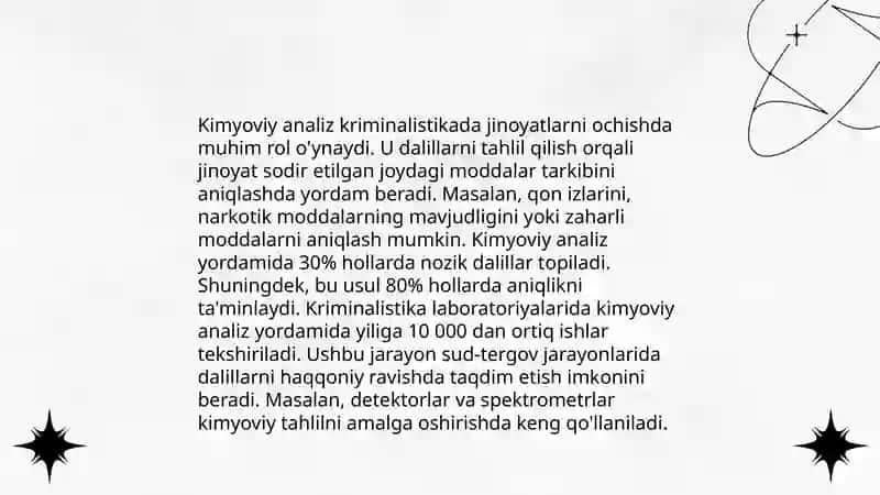 Kriminalistikada kimyoning o'rni 4