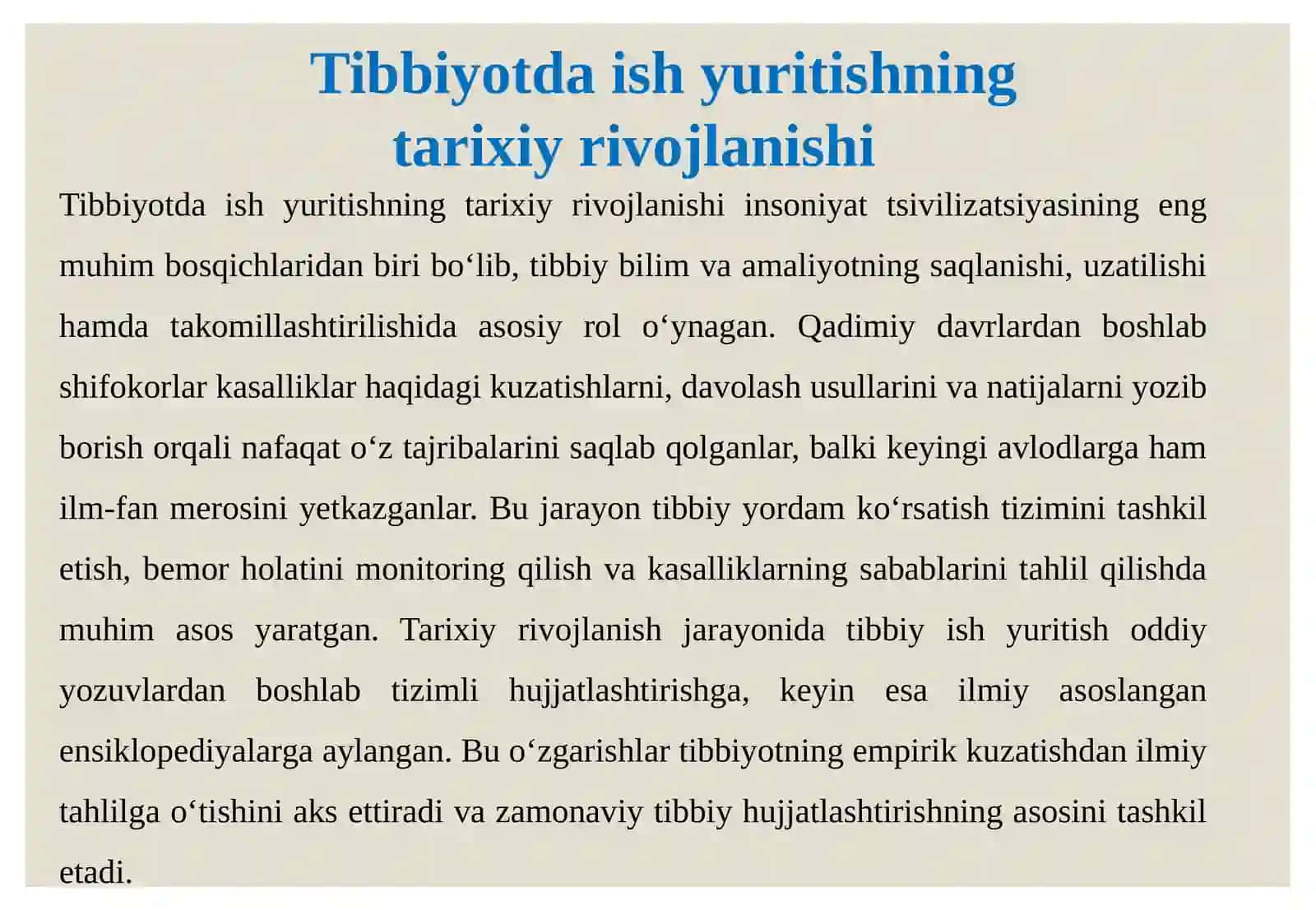 Tibbiyotga oid ish yuritish 4