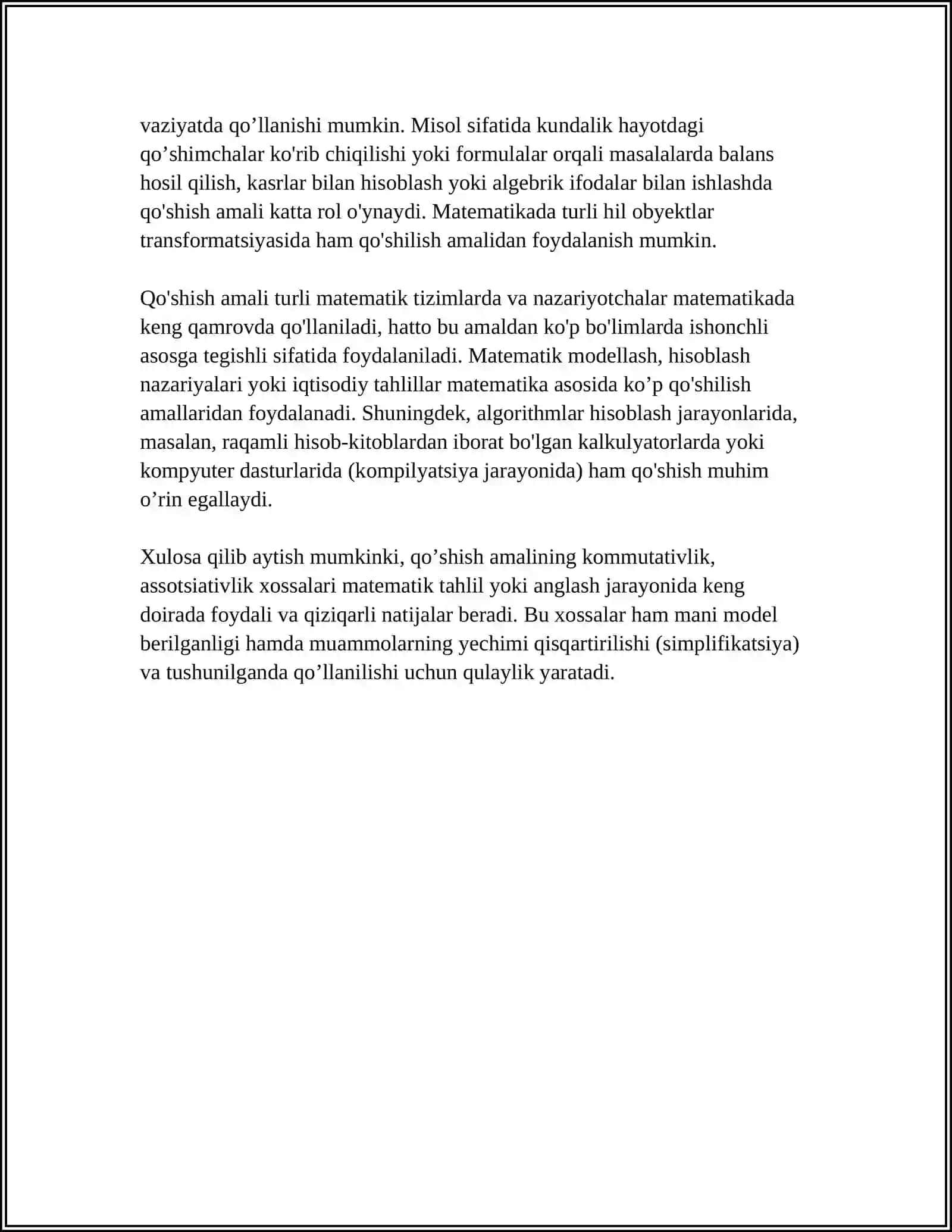 7-SINF ARIFMETIK AMMALARNI XOSSALARI MAVZUSIDA OCHIQ DARS ISHLANMA 4