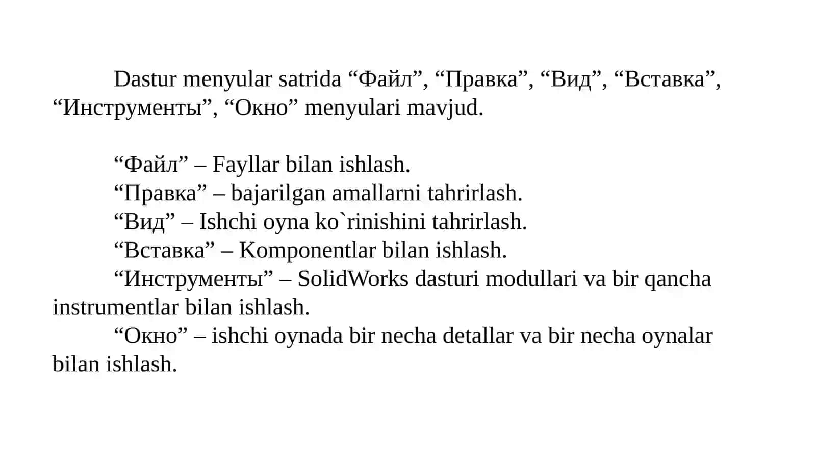 SolidWorks tizimi daetallarni yig'ish 4