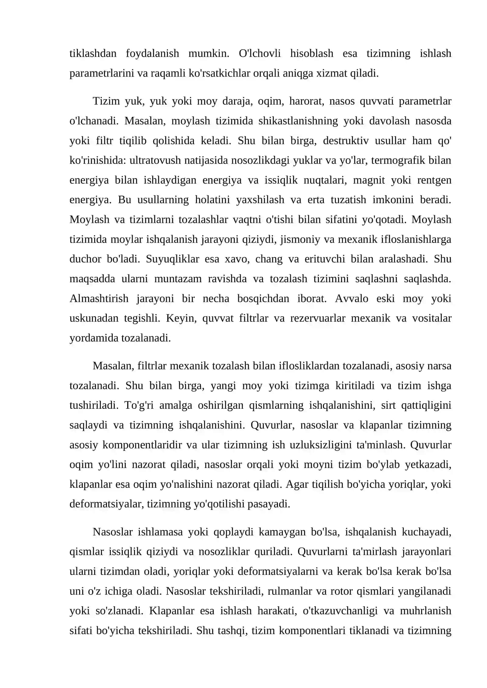 Suyuqlik va moylash tizimlari 4