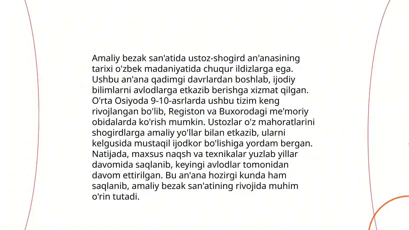 Amaliy bezak san’ati va hunarmandchilikda ustoz shogird an’anasi 4