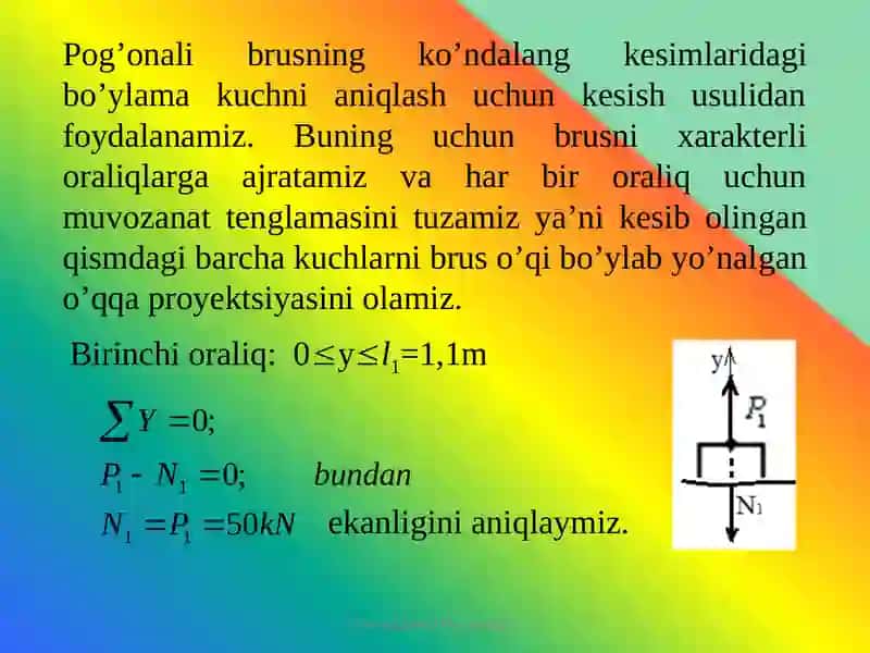 Bo'ylama kuch va normal kuchlanishlar 4
