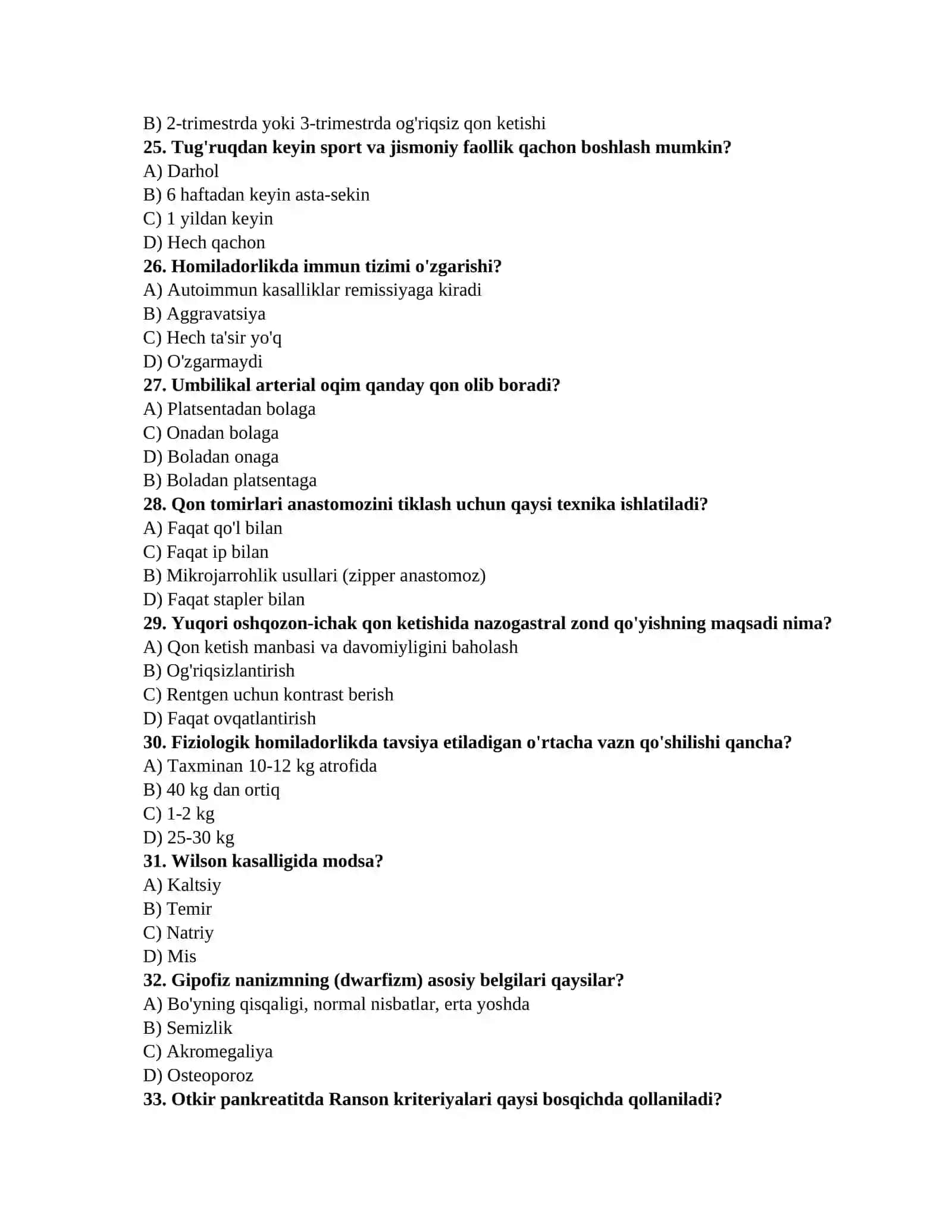 Shifokor toifa testlari 4