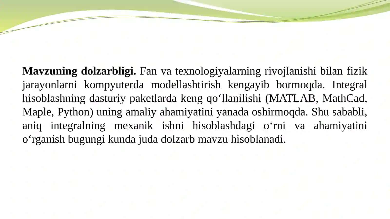Aniq integral va uning mexanikadagi o'rni 4