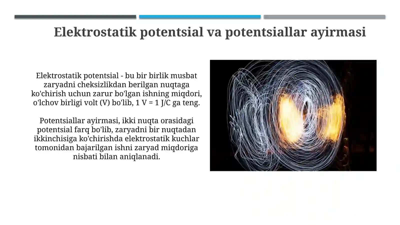 Elektrostatik maydon kuchlarining bajargan ishi 4