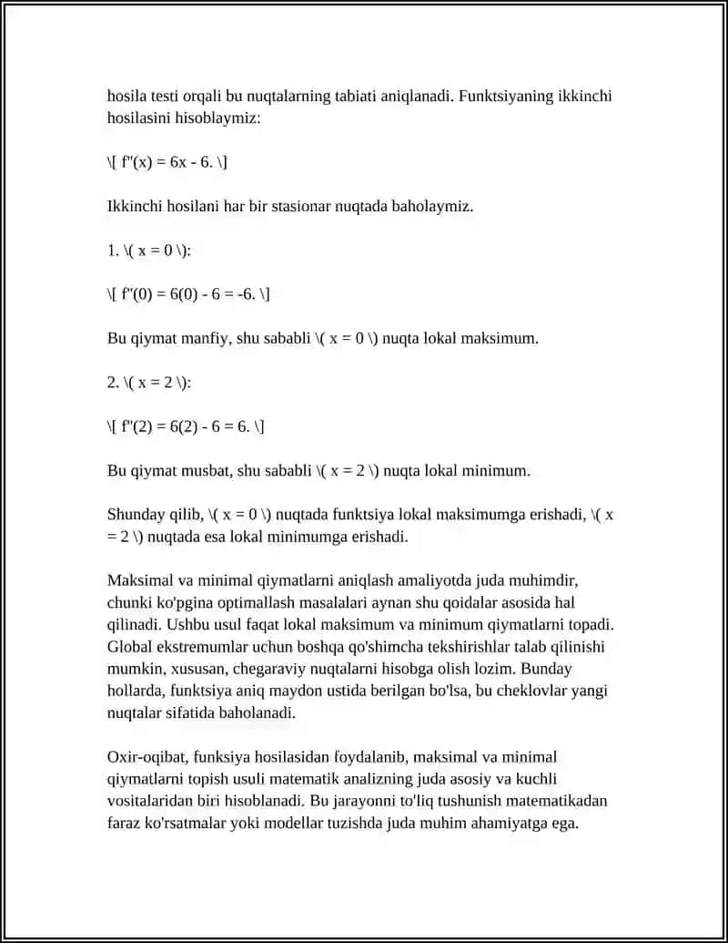 FUNKSIYA HOSILASINING TADBIQLARI 4