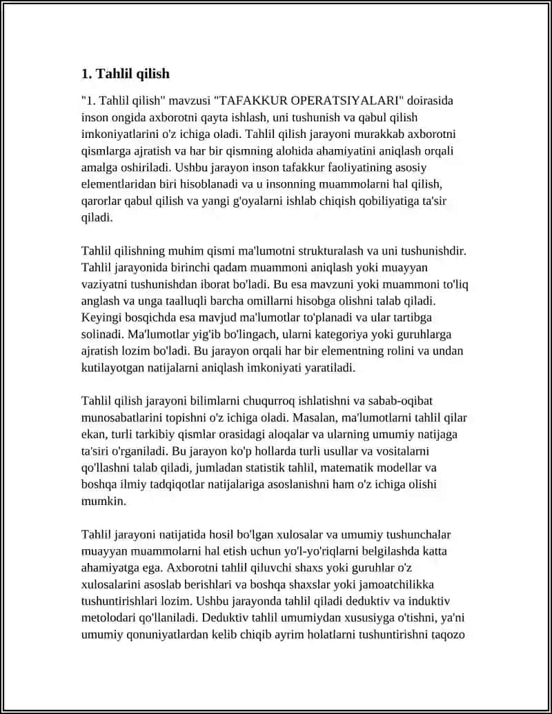 TAFAKKUR OPERATSIYALARI 4