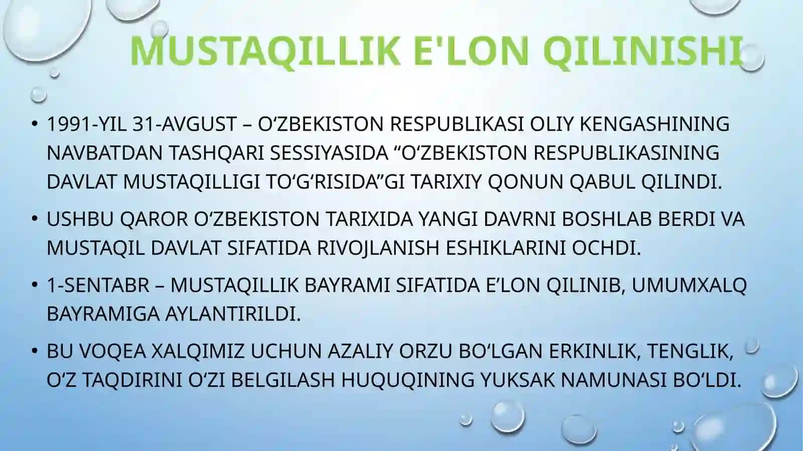 Mustaqil O'zbekiston Respublikasi tashkil topishining tarixiy ahamiyati 4