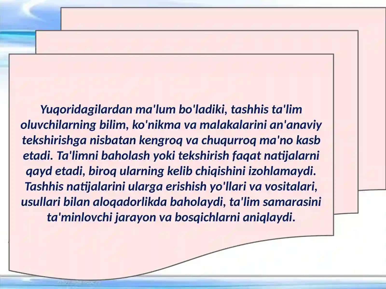 O'quvchilar bilimini tashhis etishning mohiyati 4