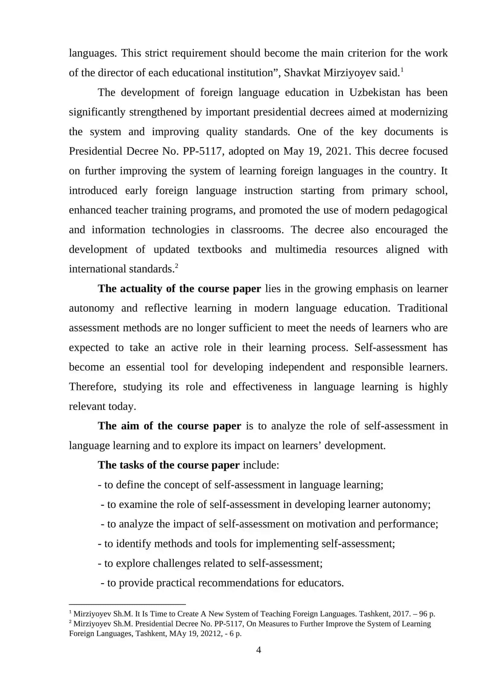 Course Paper: The Role of Self-Assessment in Language Learning 4