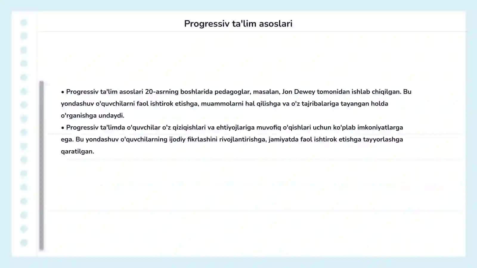 An'anaviy progressiv va zamonaviy ta'lim konsepsiyalari 4