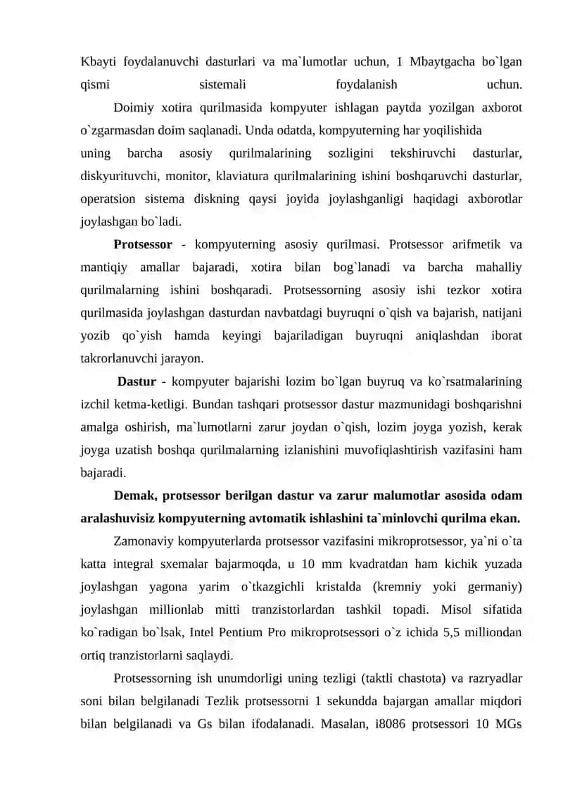 ZAMONAVIY KOMPYUTERLAR VA ULARNING ARXITEKTURASI 4