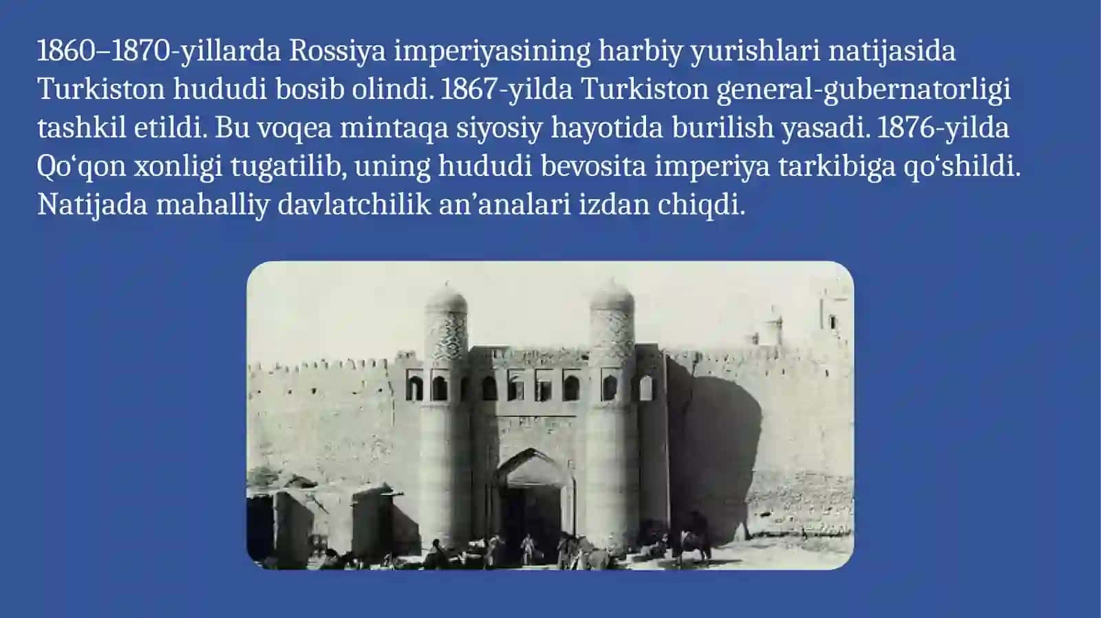 XIX asr ikkinchi yarmi-XX asr boshlarida o’zbek davlatchiligi jarayonlari 4