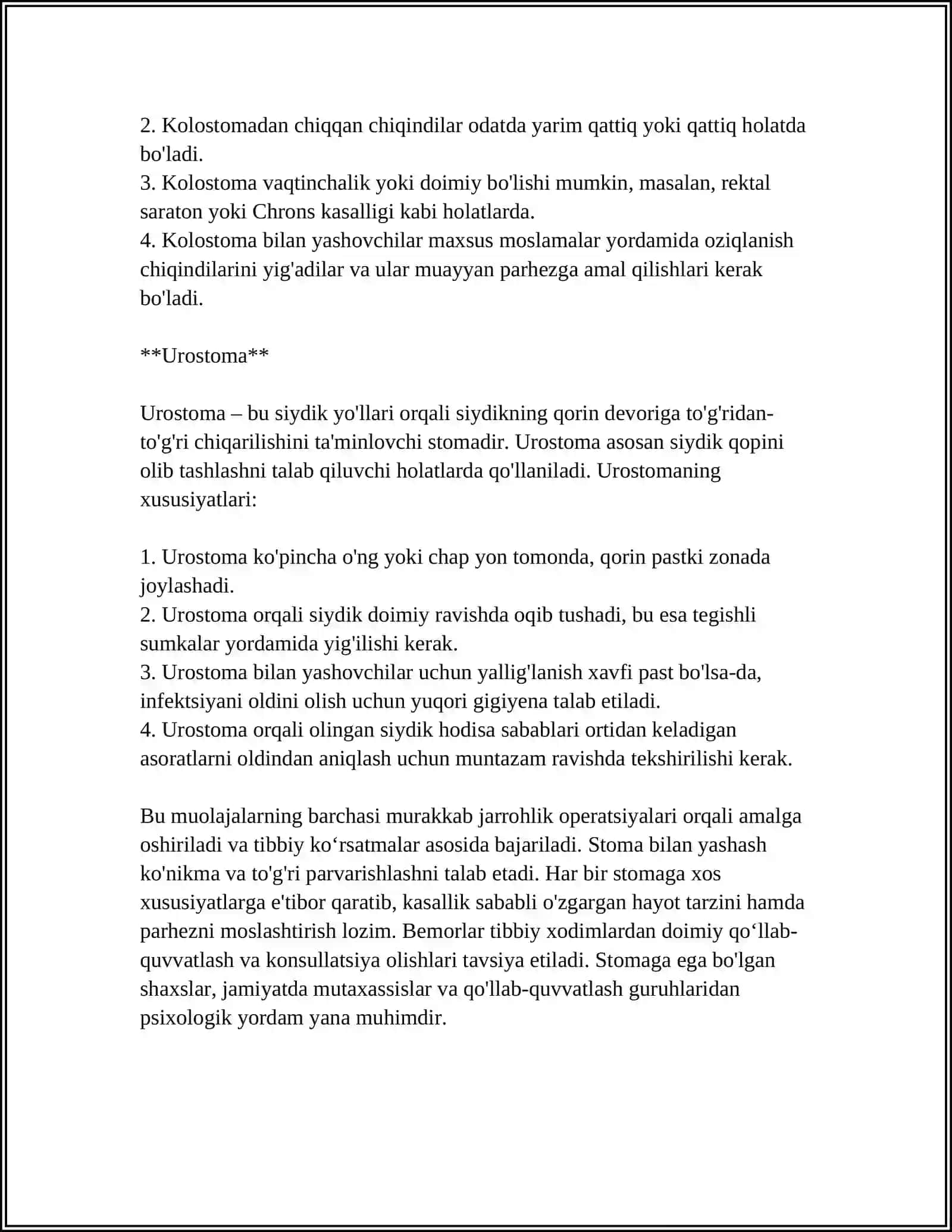 XIRURGIK STOMANI PARVARISH QILISH 4