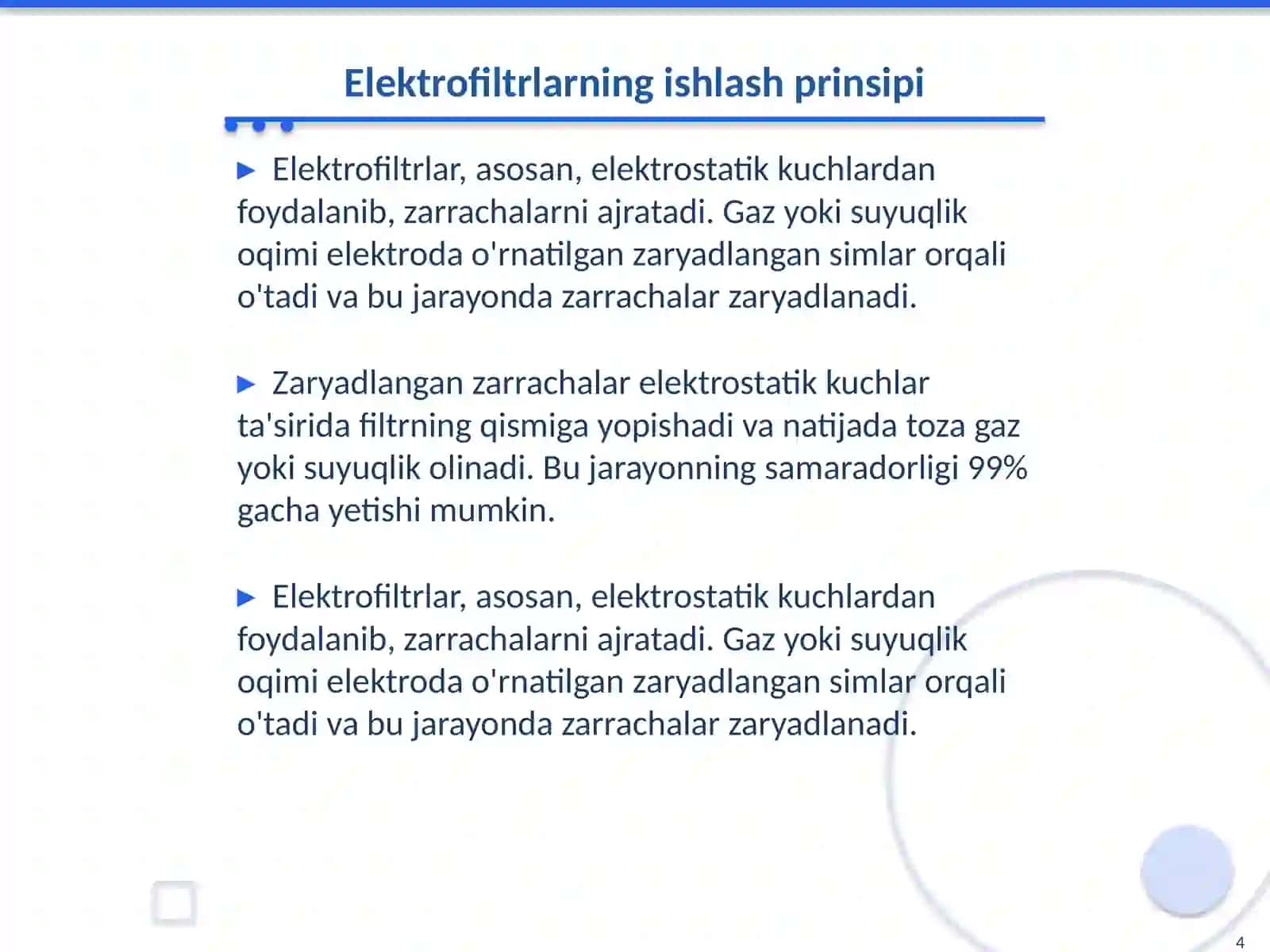 Elektrofiltrlarning ishlash prinsipi 4