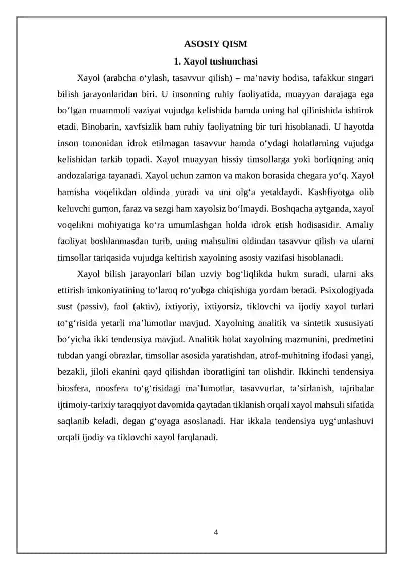 Xayol haqida tushuncha 4