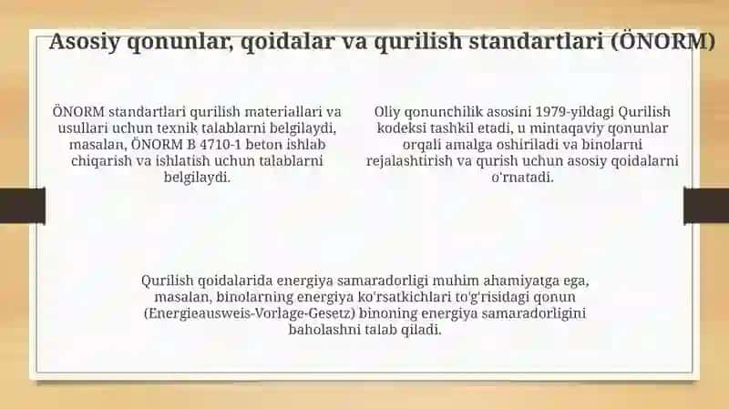 Avstriya Qurilish va Normativ Hujjatlari 4