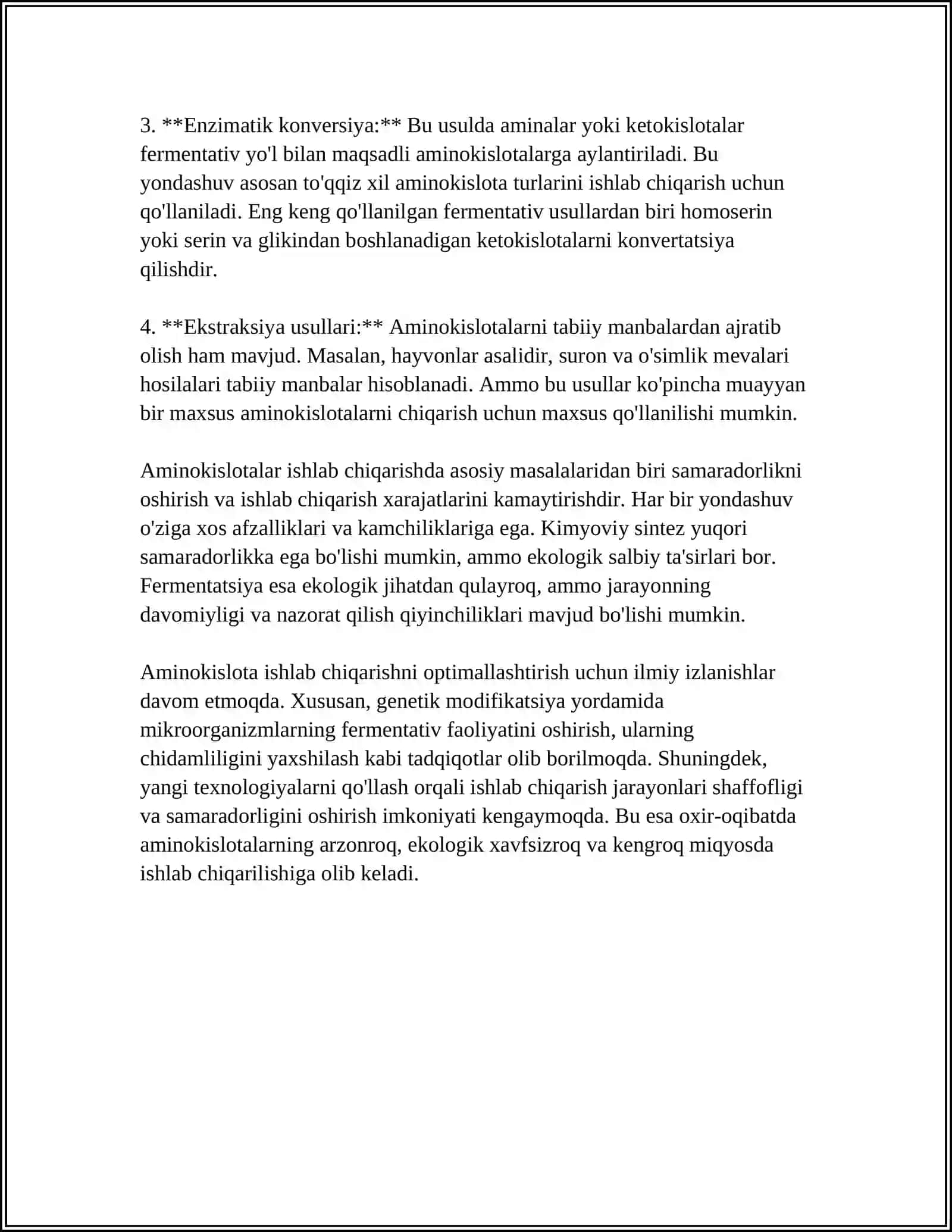 AMINOKISLOTALAR ISHLAB CHIQARISH 4