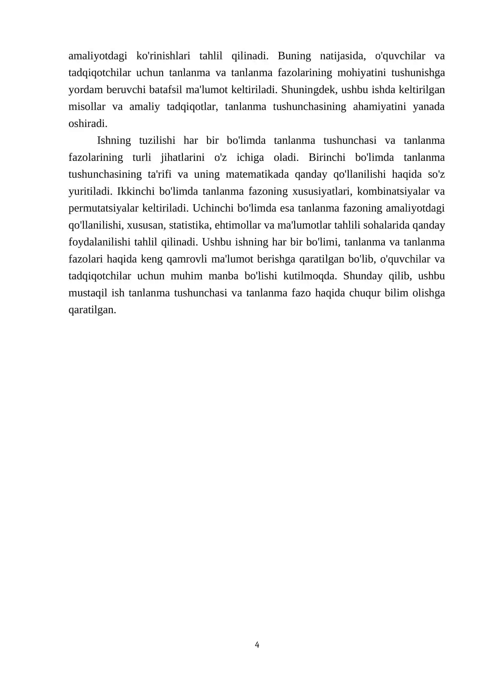 Tanlanma tushunchasi.Tanlanma fazo 4