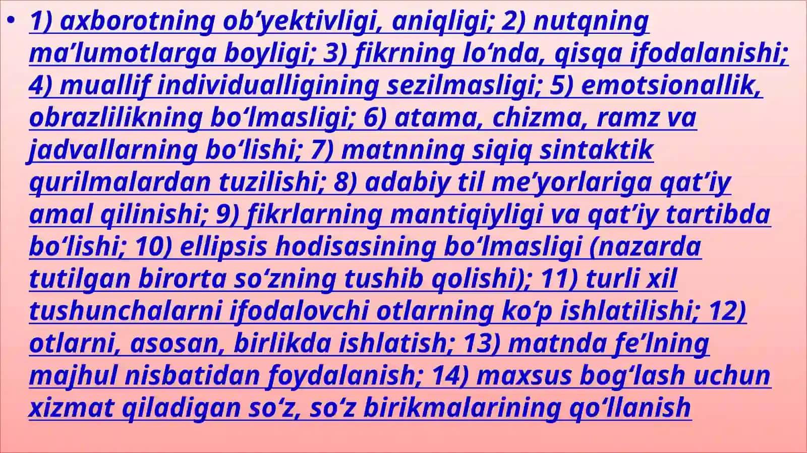 Ilmiy varasmiy-idoraviy uslublarning o‘ziga xos hususiyatlari 4