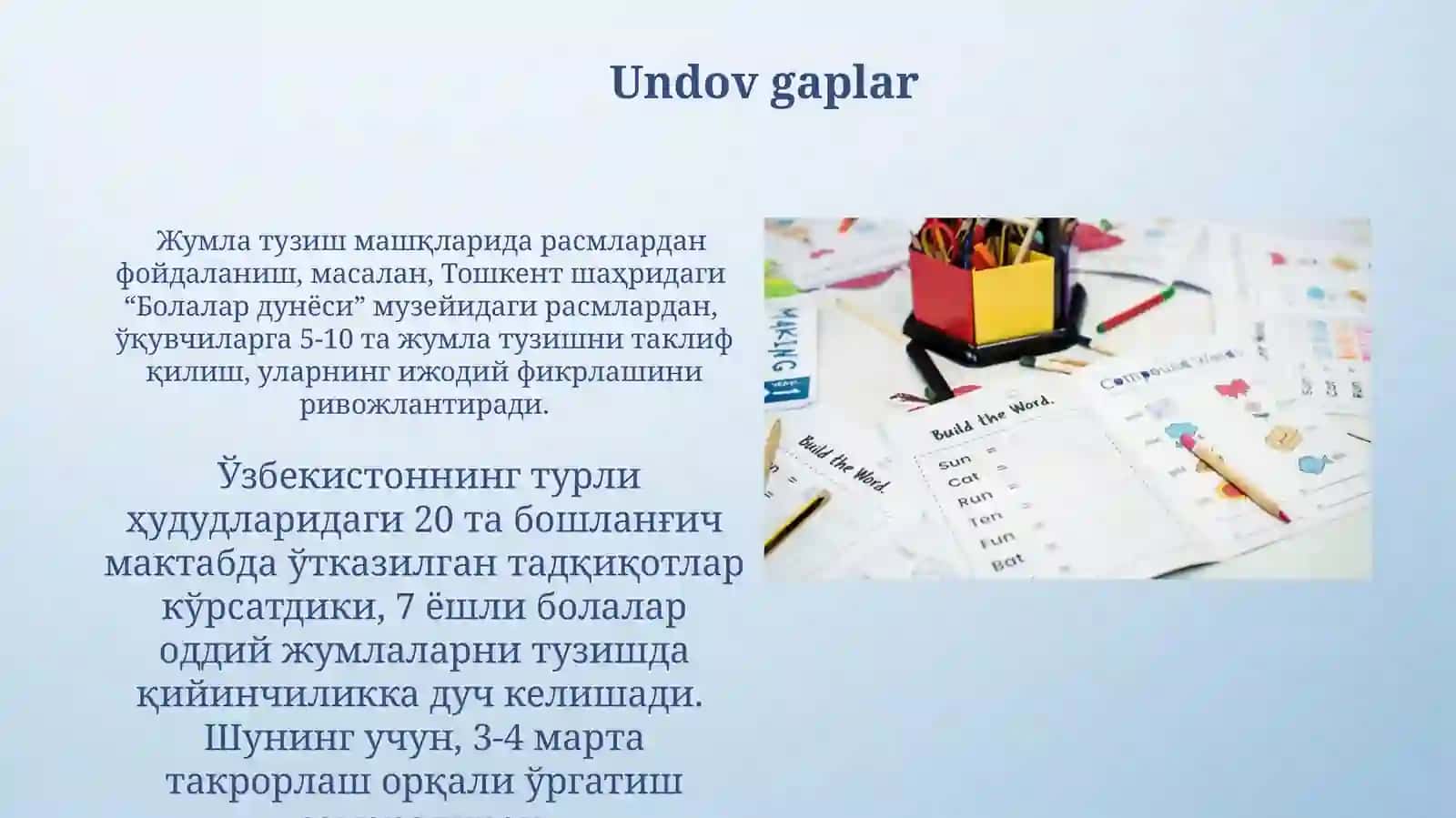 Gaplarni tuzish mashqlari 4