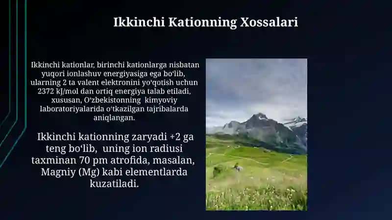 Birinchi va ikkinchi kationlarining tavsifi 4