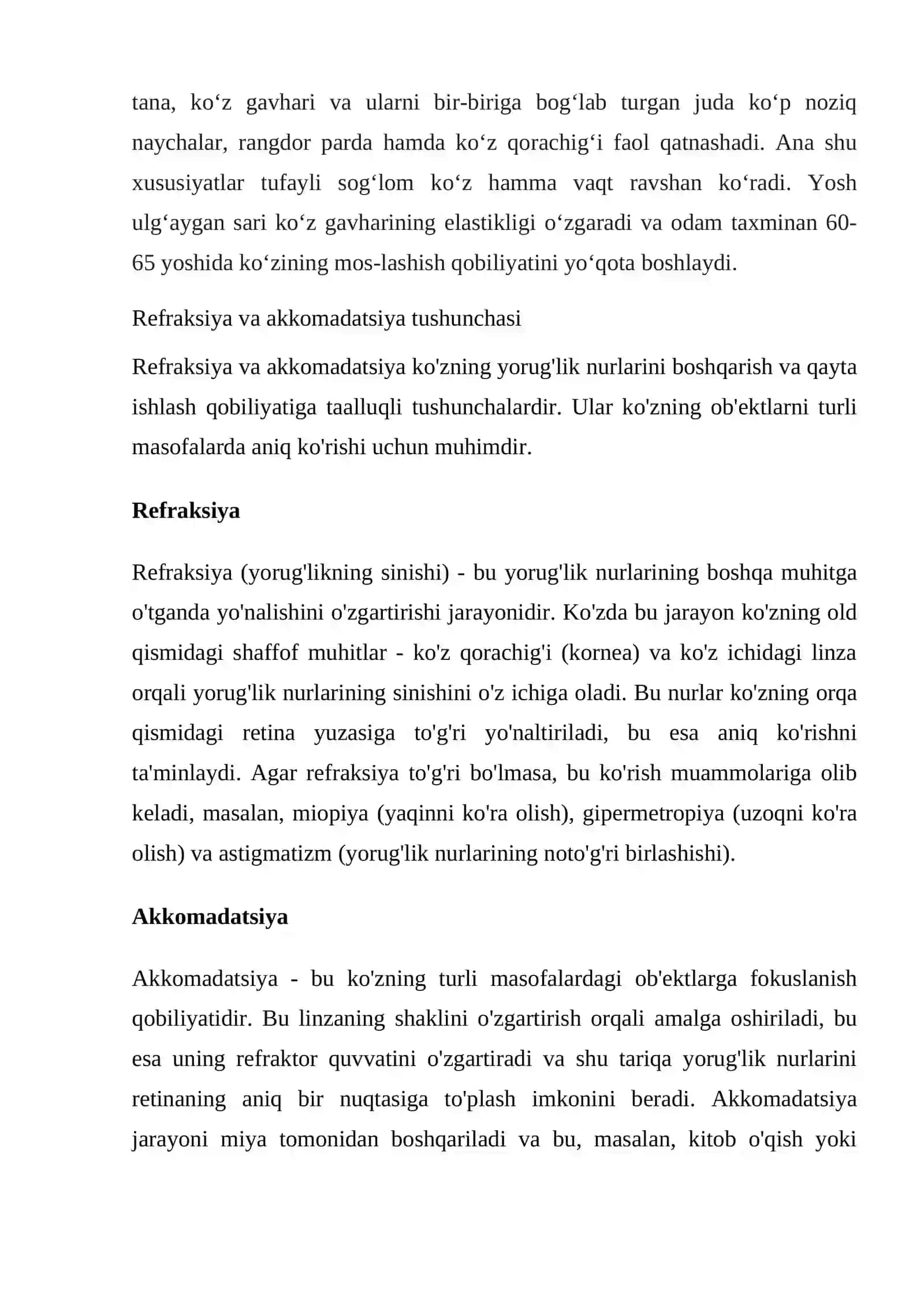 Refraksiya va Akkomodatsiya tushunchasi 4