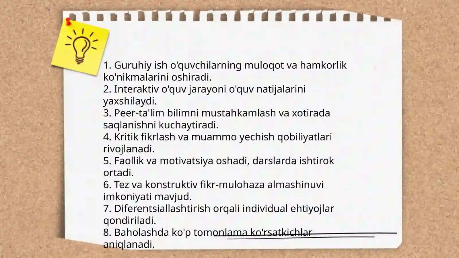Guruhiy ish shaklining afzalligi 4
