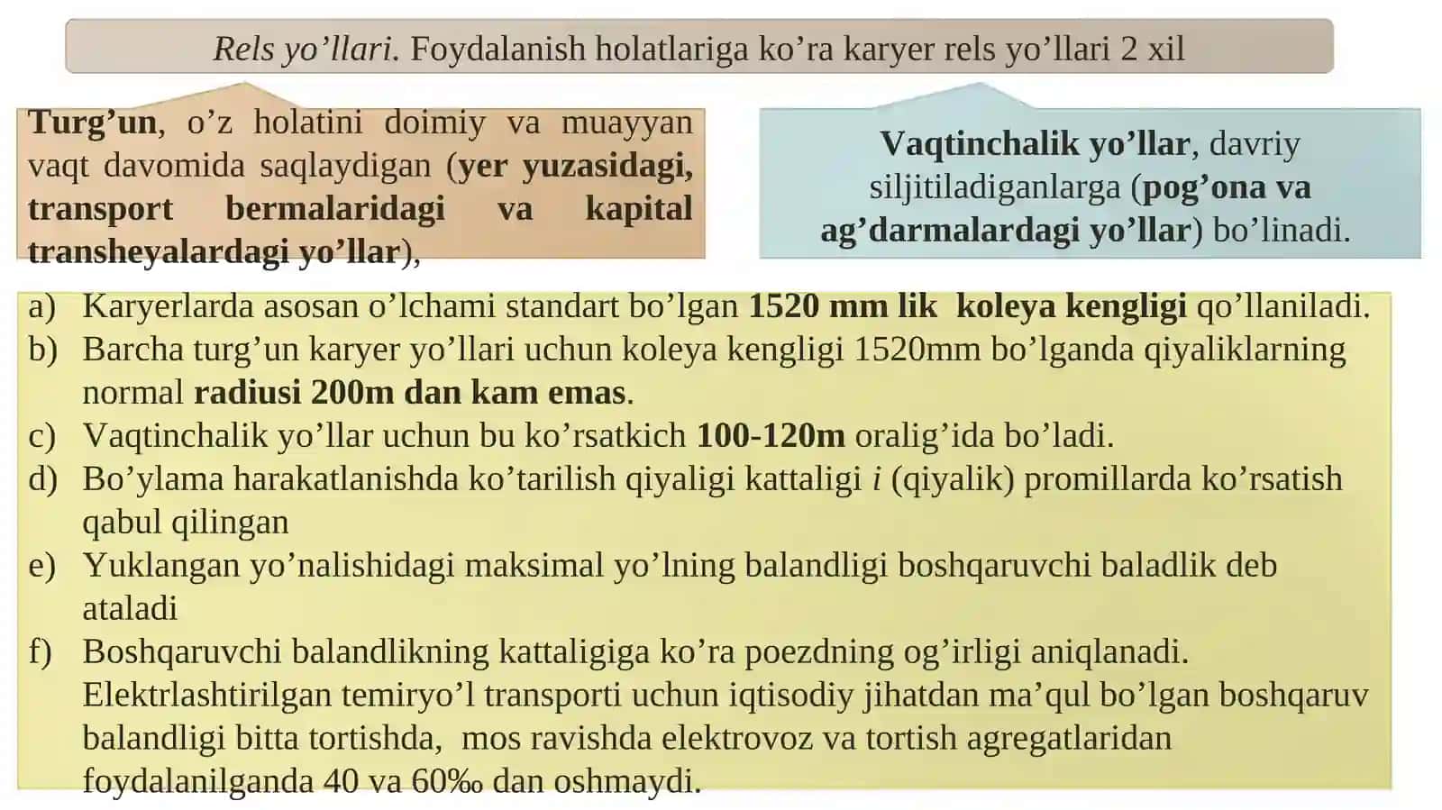 TEMIR YO‘L TRANSPORTI YO‘LLARI VA HARAKATLANUVCHI SOSTAVLARNING TAVSIFI 4