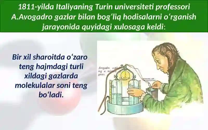 Avogadro Qonuni. Molar Hajm 4