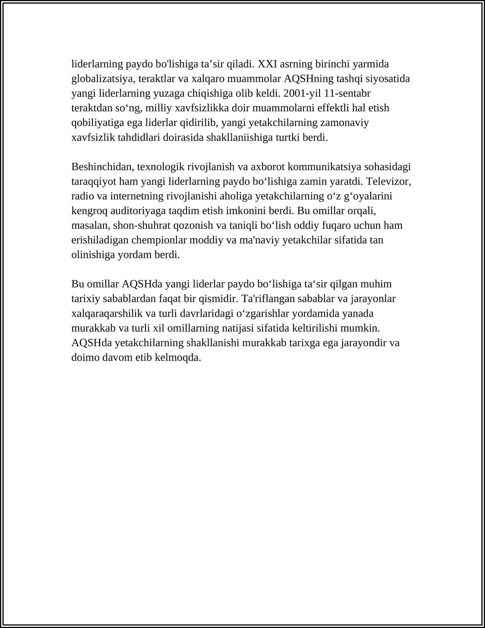 AQSHda YANGI LIDERLARNI PAYDO BO'LISHI 4