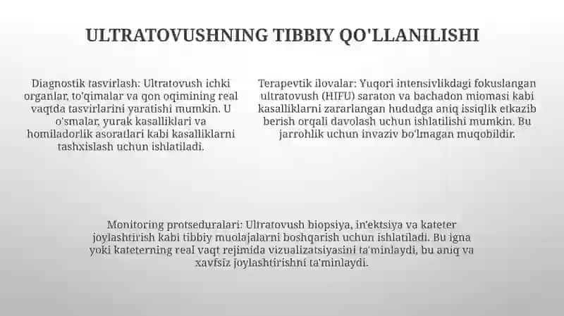 Ultra Tovush Va Uning Tibbiyotda QoʻLlanilishi 4