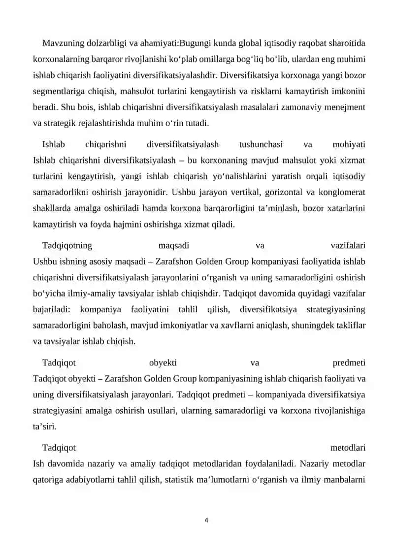 Kurs ishi "Ishlab chiqarish menejmenti" 4