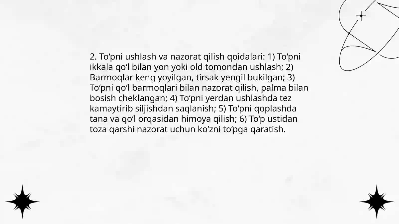 Basketbol to‘pini qoidalarini o‘rgatish 4