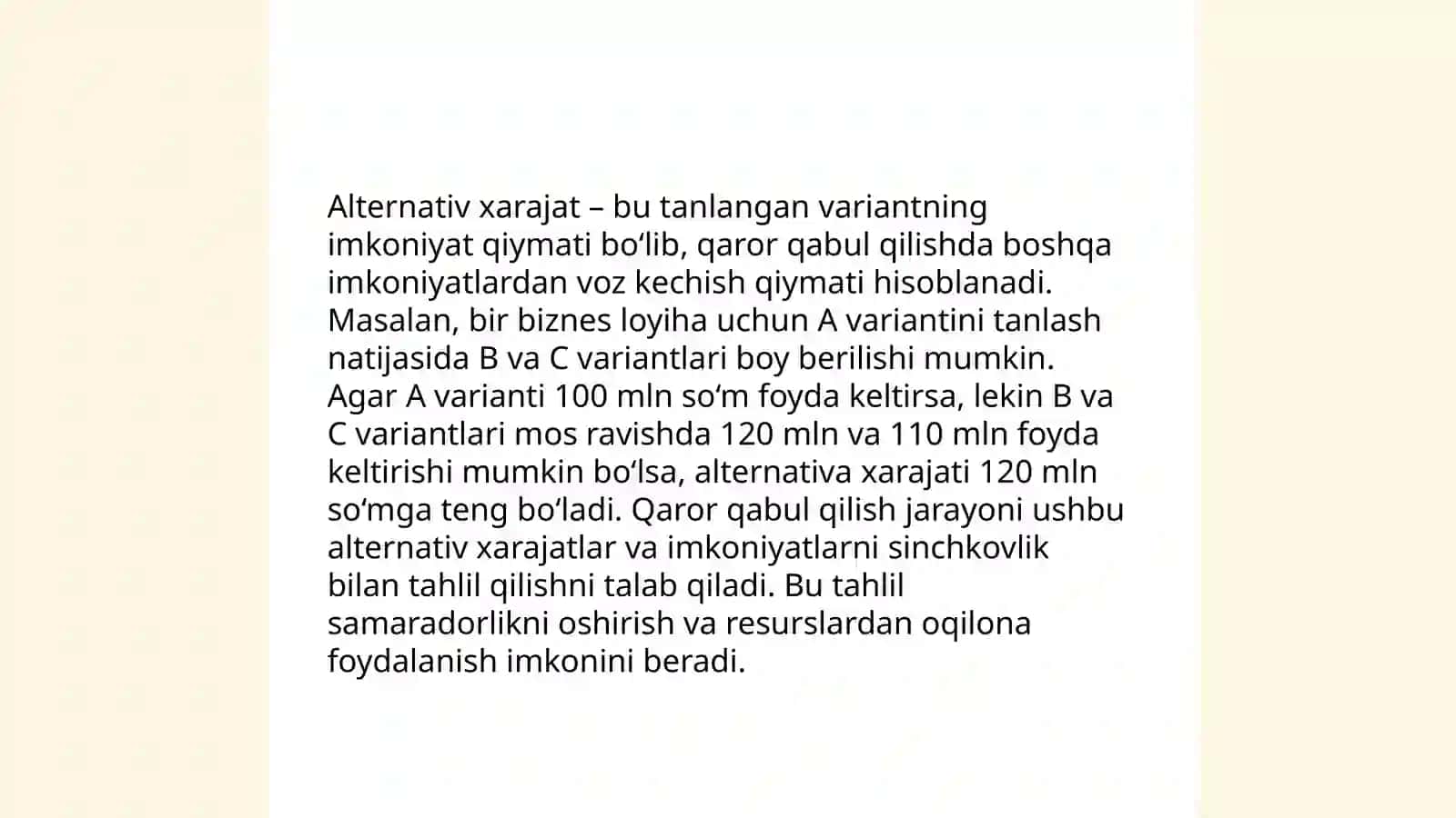 Alternativ xarajatlar 4