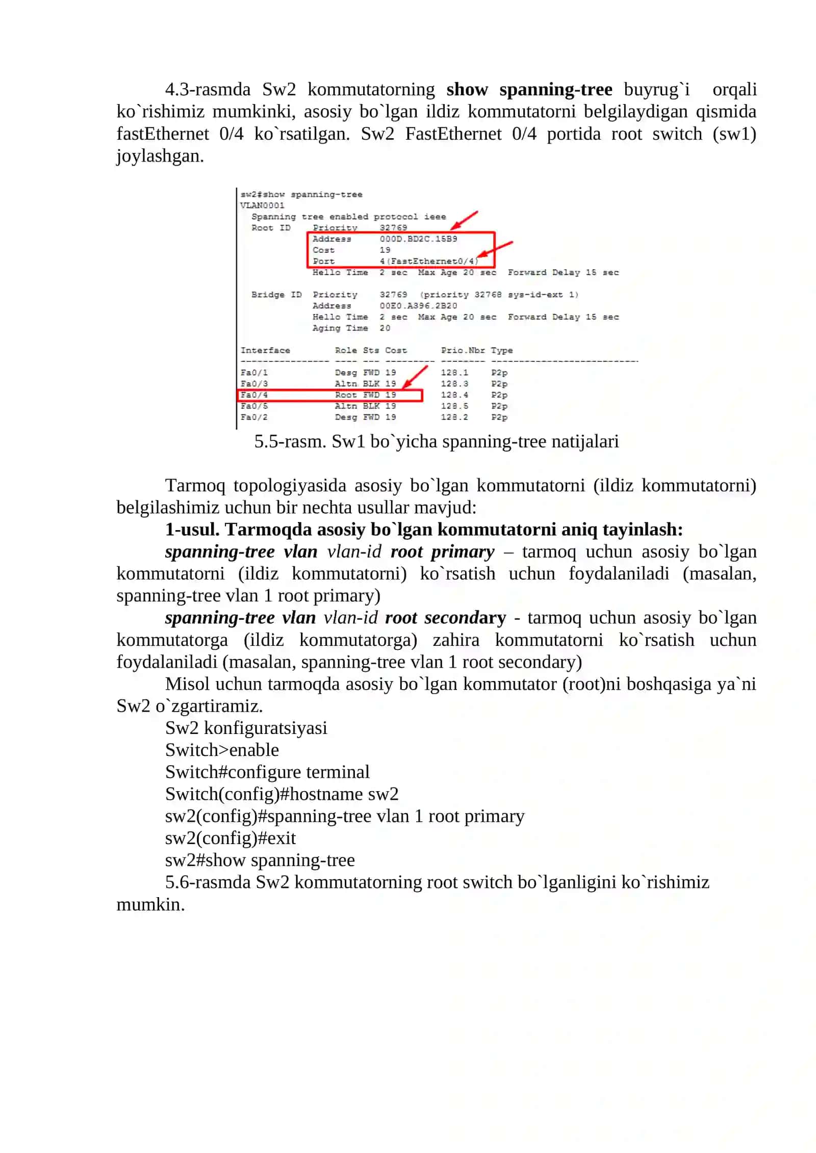 REZERVLASH PROTOKOLLARI - STP, RSTP VA AGREGATSIYALASH PROTOKOLLARI - LACP, PAGP NI SOZLASH 4