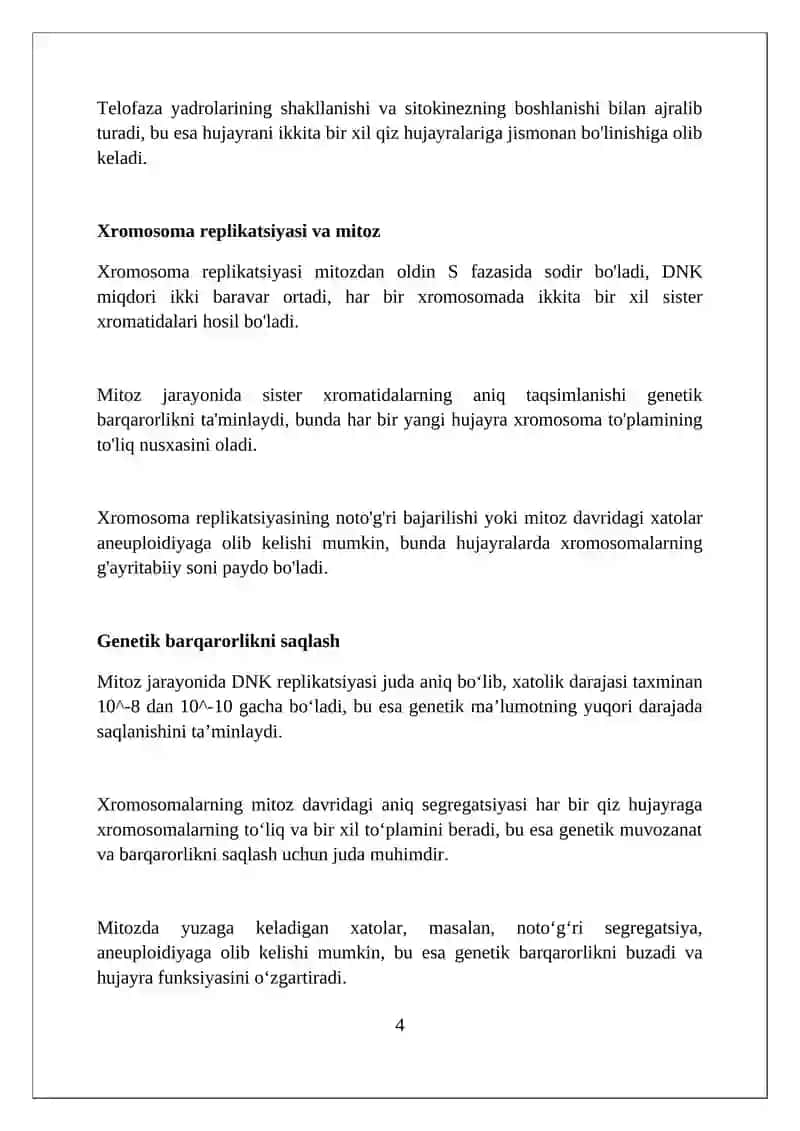 Mitozning genetik mohiyati 4
