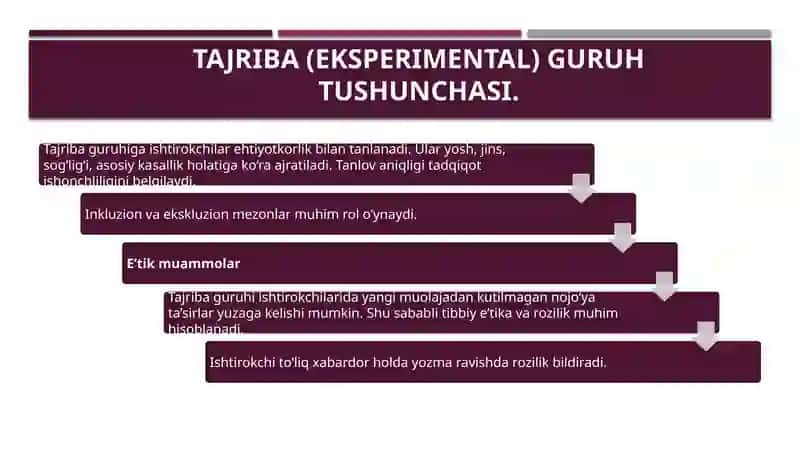 Tajribava nazorat guruhlari haqida tushuncha 4